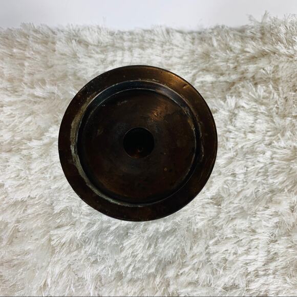 Heavy Bronze Metal Candlestick 7" x 4" - Picture 3 of 5